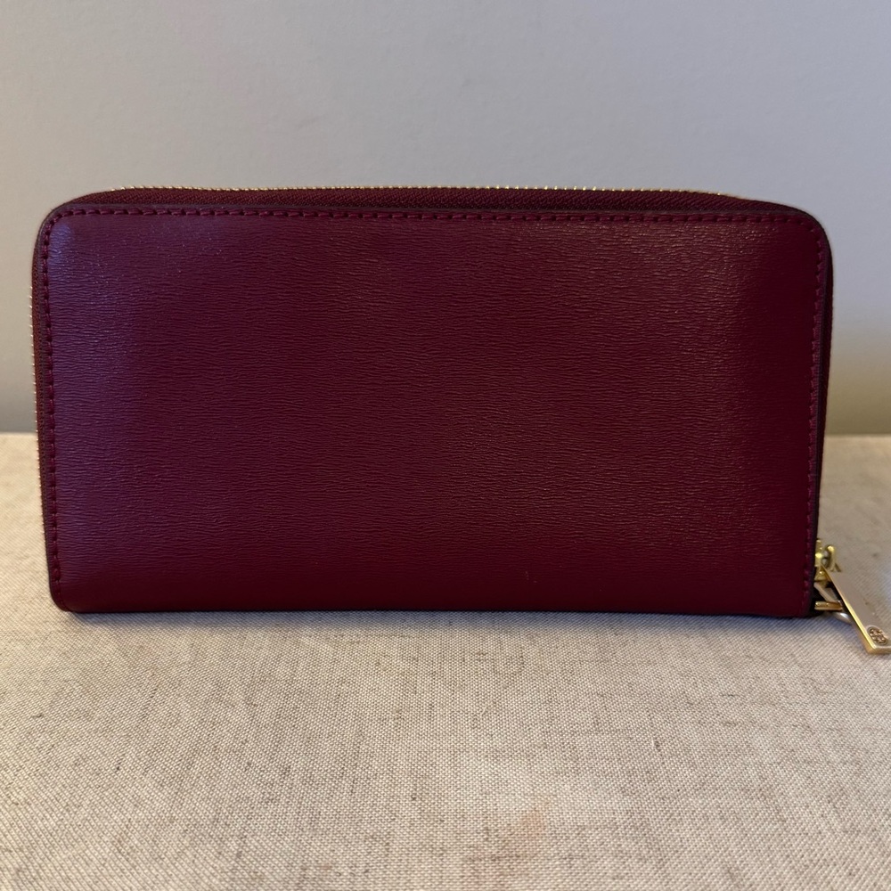 Tory Burch Burgundy Robinson Wristlet Wallet - Picture 3 of 10
